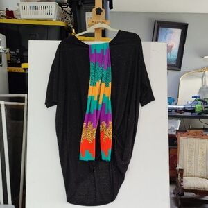 LuLaRoe Black Skirt with Multicolor Geometric Design